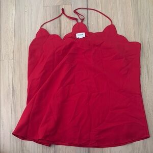 J. Crew Vibrant Red Scalloped Camisole
